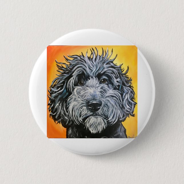 Black doodle 2 inch round button (Front)