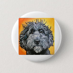 Black doodle 2 inch round button