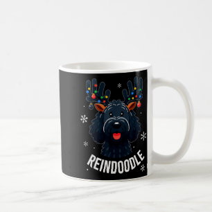 Black Doodle Dog Reindoodle Reindeer Doodle Christ Coffee Mug