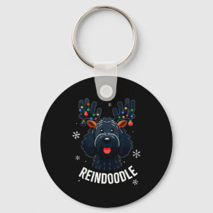 Black Doodle Dog Reindoodle Reindeer Doodle Christ Keychain