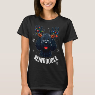 Black Doodle Dog Reindoodle Reindeer Doodle Christ T-Shirt