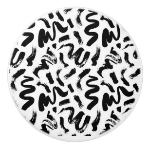 “Black Doodles” Ceramic Knob