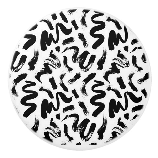 “Black Doodles” Ceramic Knob (Front)