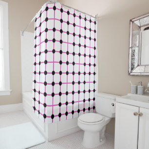Black Dot and Pink Grid Geometric Pattern
