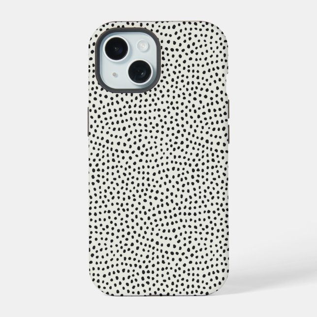 Black Dot Pattern iPhone 15 Case (Back)
