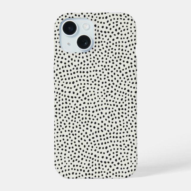Black Dot Pattern iPhone 15 Case (Back)