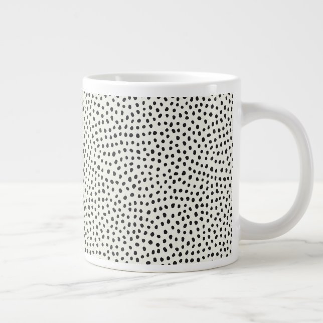 Black Dot Pattern Large Coffee Mug (Right)