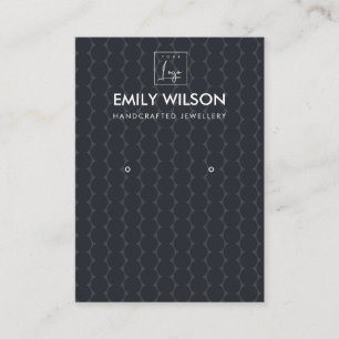 BLACK DOTS CIRCLE PATTERN EARRING DISPLAY LOGO BUSINESS CARD