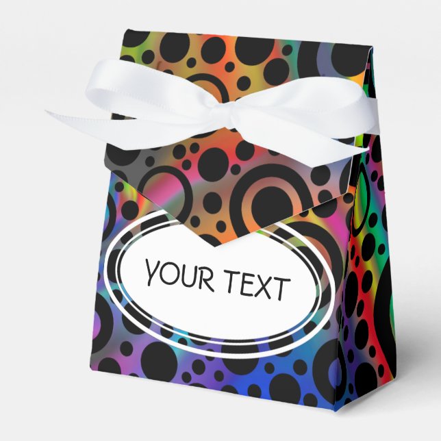 Black Dots & Circle Pattern + your text & backgr. Favor Box (Front Side)