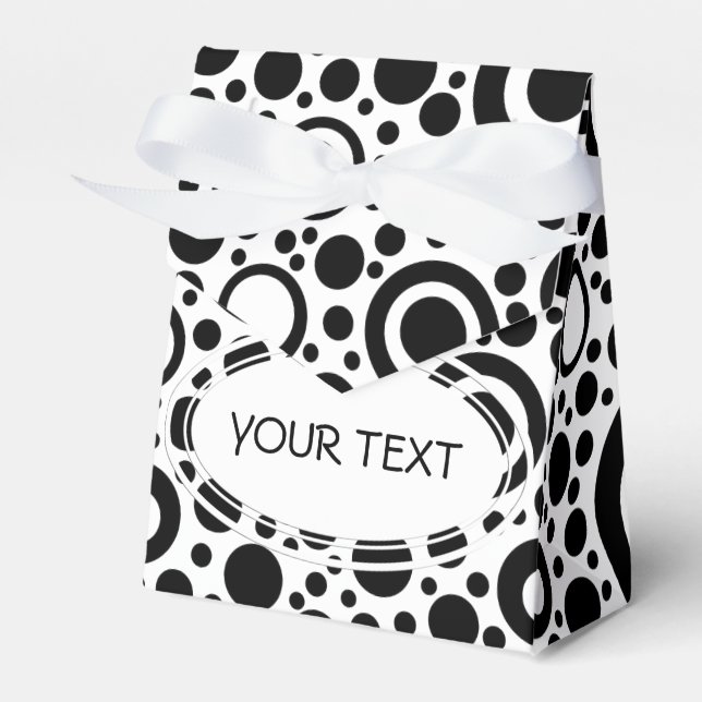 Black Dots & Circle Pattern + your text & backgr. Favor Box (Front Side)