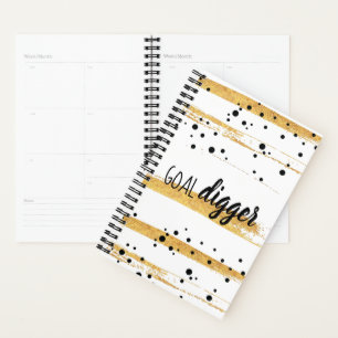 Black Dots Gold Paint Stripes Goal Digger Planner