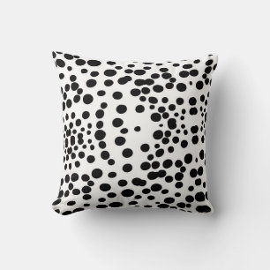 Black dots white background Dalmatian dog cow  Throw Pillow