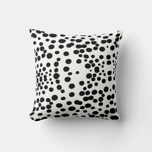 Black dots white background Dalmatian dog cow  Throw Pillow (Front)