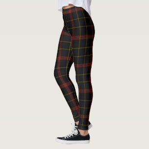 Black Double Red Yellow Giant Tartan Plaid Leggings