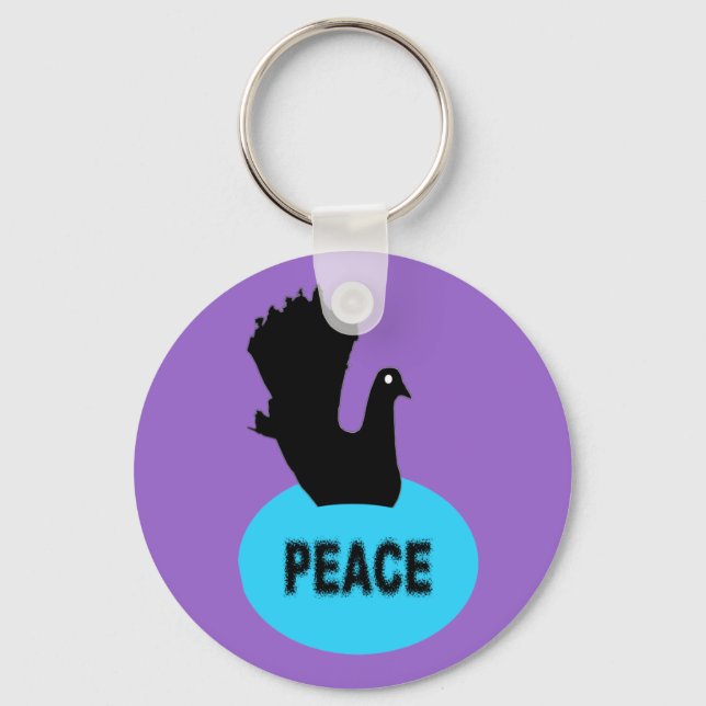 Black Dove Peace Keychain (Front)