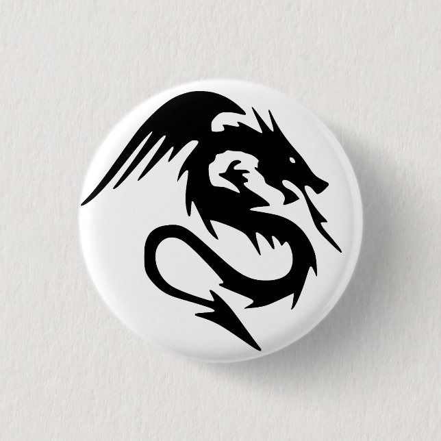 Black dragon 1 inch round button (Front)