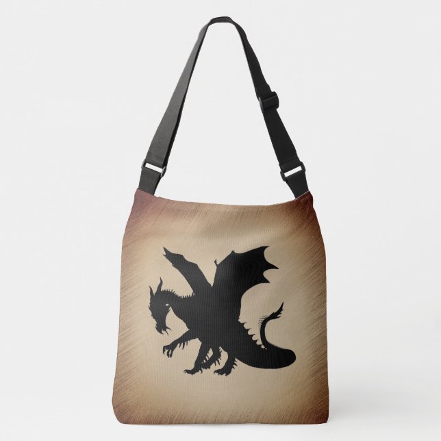 Black Dragon Ancient Paper Crossbody Bag (Front)