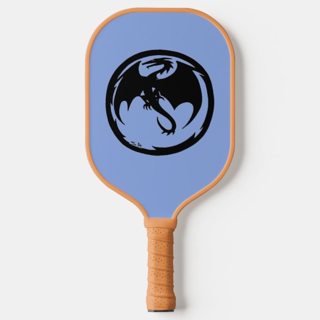 Black Dragon blue and tan pickleball paddle (Front)