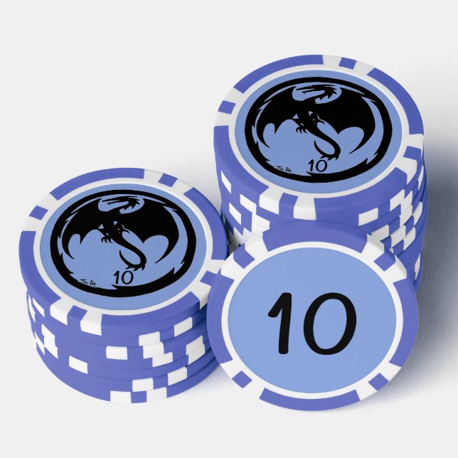 Black Dragon blue blue 10 striped poker chip (Stack)