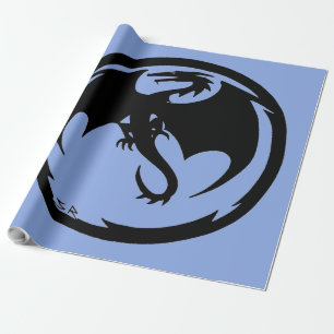Black Dragon blue matte wrapping paper large