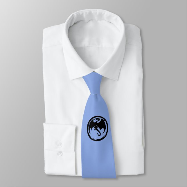 Black Dragon Blue necktie (Tied)