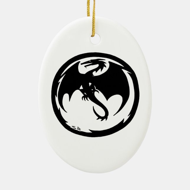 Black Dragon ceramic ornament (Back)