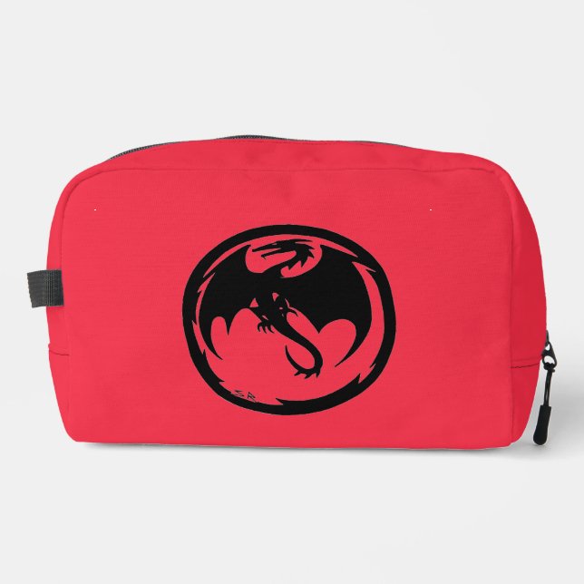 Black Dragon coral dopp kit toiletry bag (Front)