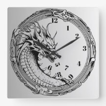 Black Dragon Eating the Time Wall Clock