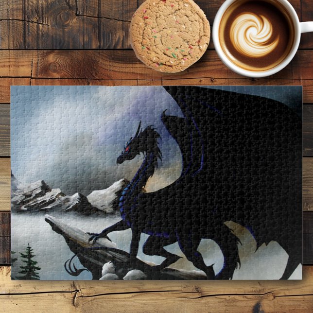 Black Dragon Fantasy Blue Mountains  Jigsaw Puzzle (Creator Uploaded)