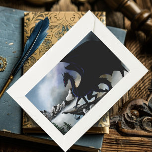 Black Dragon Fantasy Blue Mountains Sticker