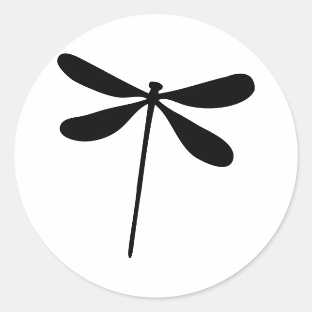 black dragon fly icon classic round sticker (Front)