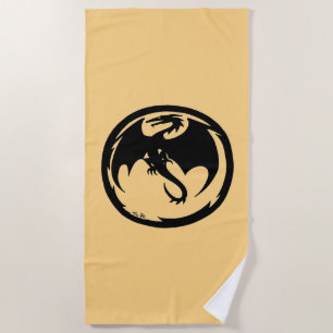 Black Dragon gold beach towel
