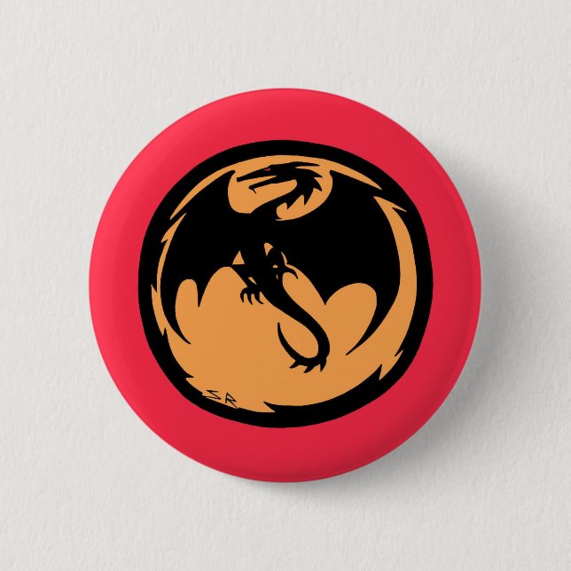 Black Dragon gold coral button (Front)