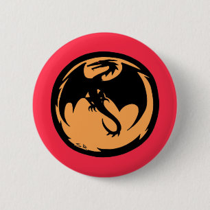 Black Dragon gold coral button
