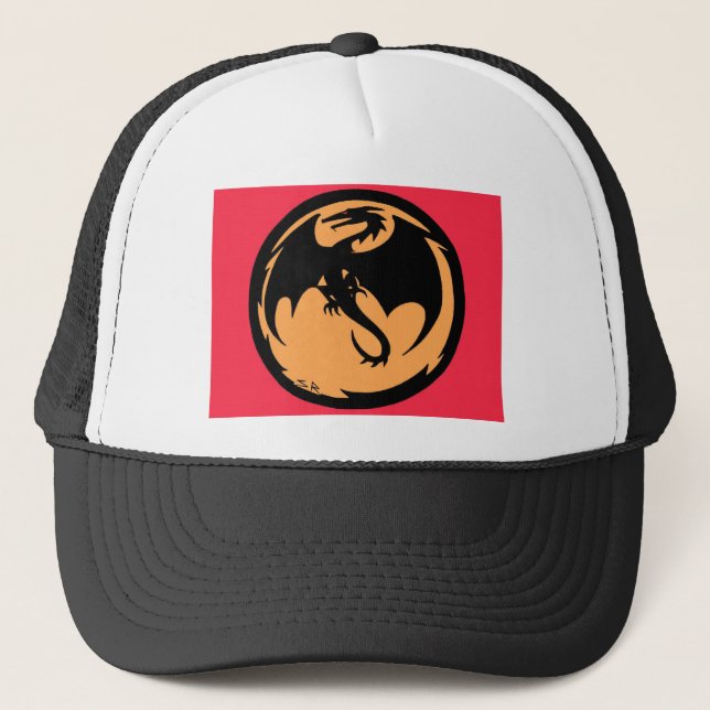 Black Dragon Gold Coral trucker hat (Front)