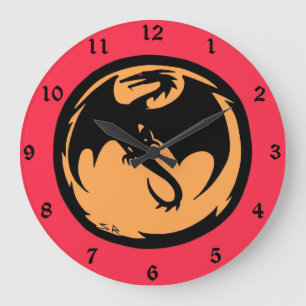Black Dragon gold coral wall clock