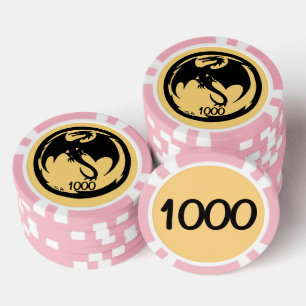 Black Dragon gold pink 1000 striped poker chip