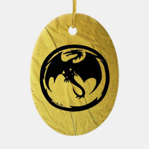 Black Dragon Gold Vein ceramic ornament
