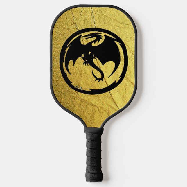 Black Dragon gold vein pickleball paddle (Front)