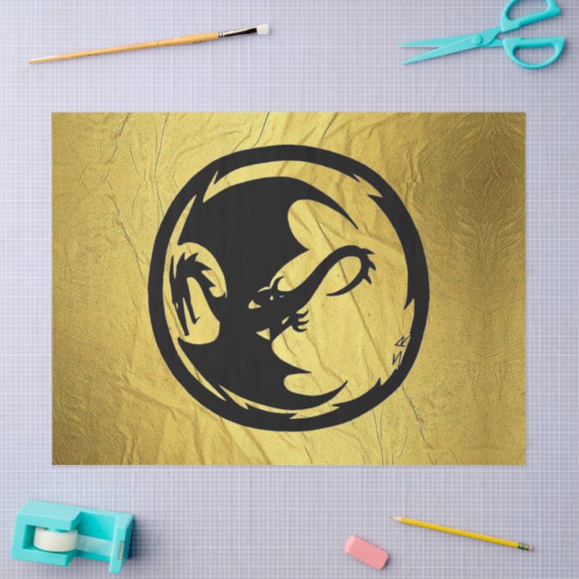 Black Dragon gold vein tissue paper large (Craft)