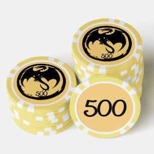 Black Dragon gold yellow 500 striped poker chip