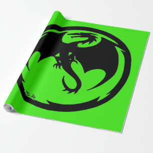 Black Dragon green matte wrapping paper large