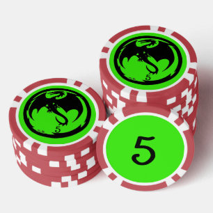 Black Dragon green red 5 striped poker chip