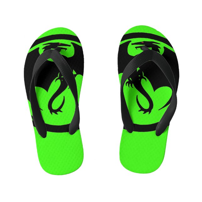 Black Dragon green toddler flip flops (Footbed)