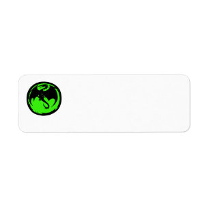 Black Dragon green white return address labels