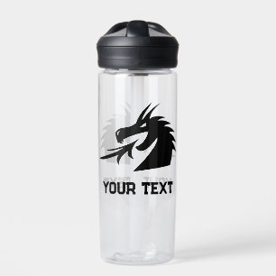 Black dragon head creature custom water bottle