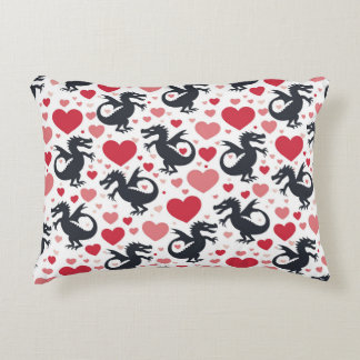 Black Dragon in Love Accent Pillow