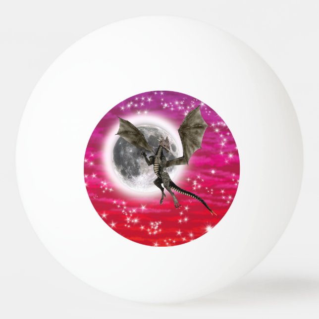 Black Dragon - Mythical Fantasy Creature Red Sky Ping Pong Ball (Front)