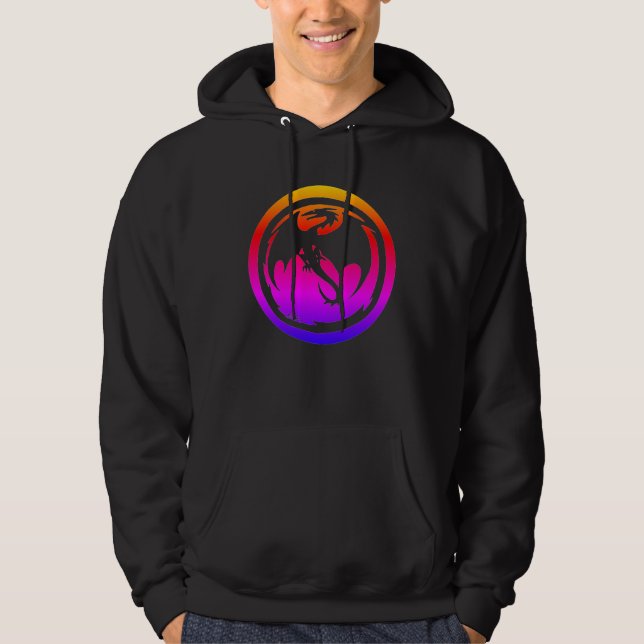 Black Dragon neon men black hooded sweatshirt (Front)