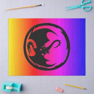 Black Dragon neon tissue paper large